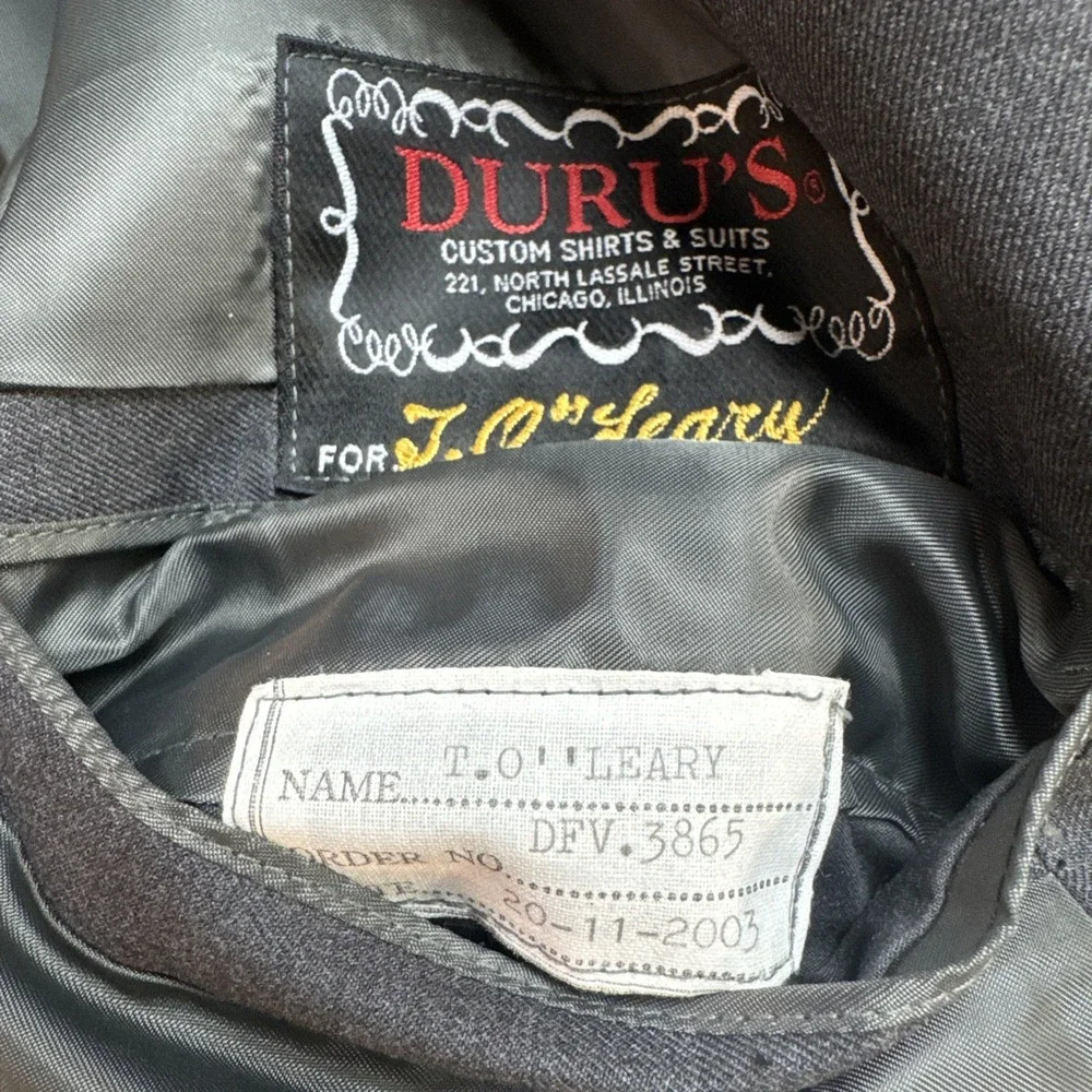 Vintage Duru's Chicago Tailor 2 Piece Suit 48R Jacket 40 x 28 Pants Medium Gray